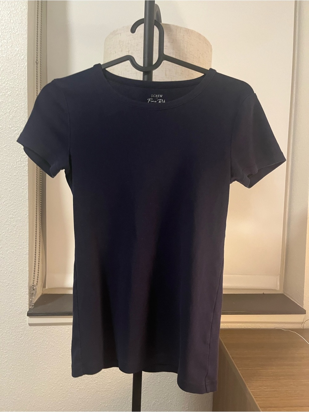 J. Crew Fine Rib Cotton Tee - Navy